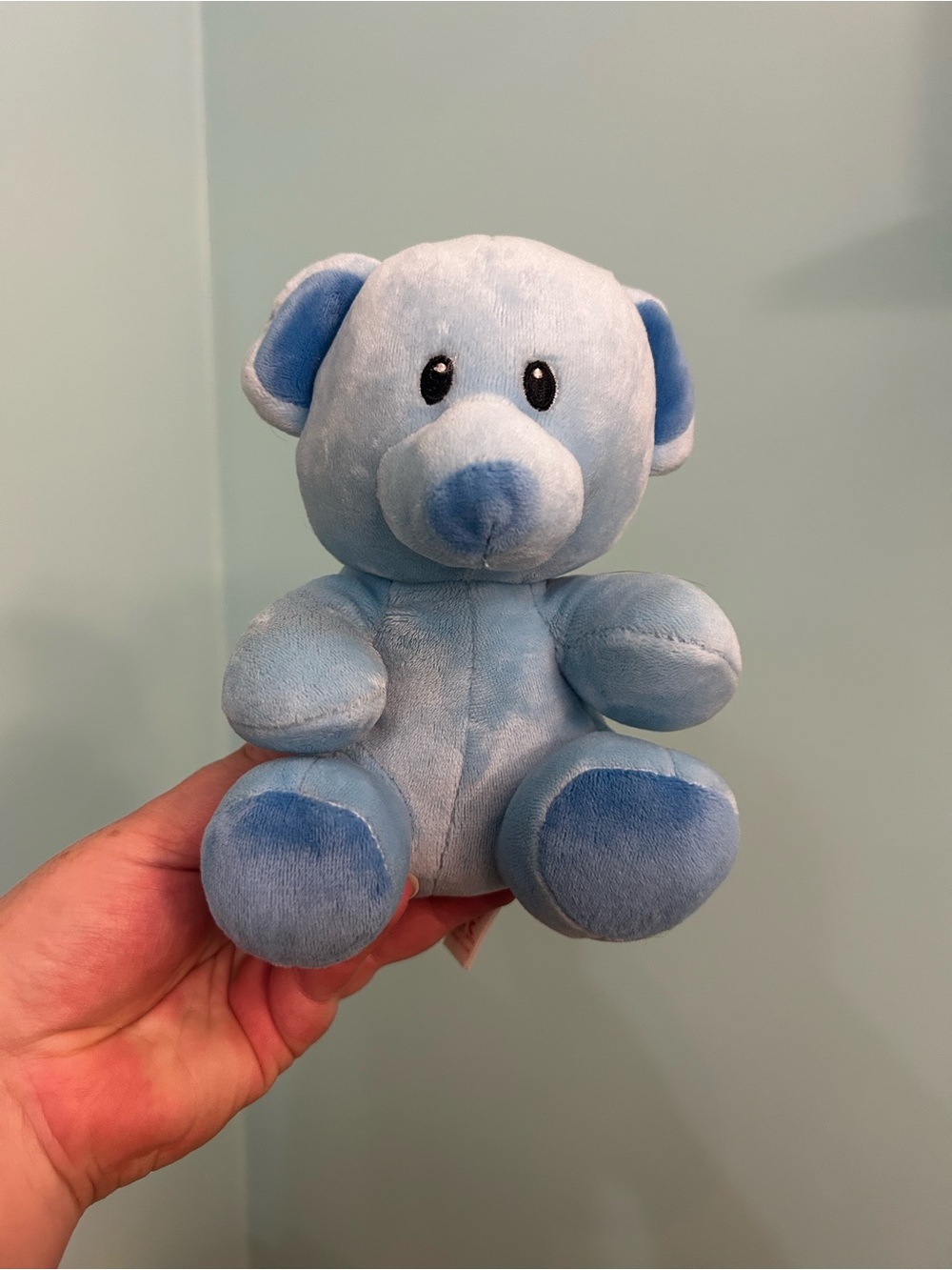TY Plush Blue Lullaby Plush Teddy Bear Sewn Eyes 2017 6" Stuffed Baby Lovey
